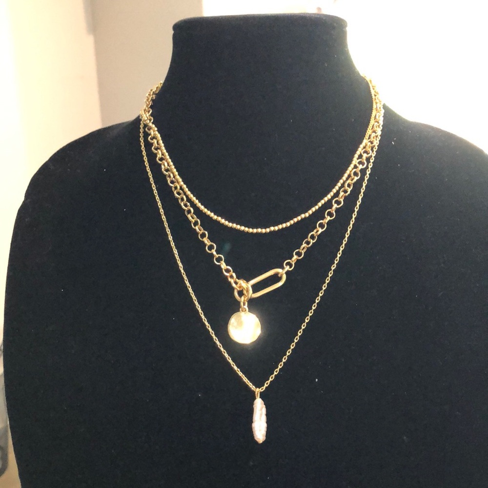 Layered Necklaces, one has JCrew 3 connected,the others are single NEW NO BOX